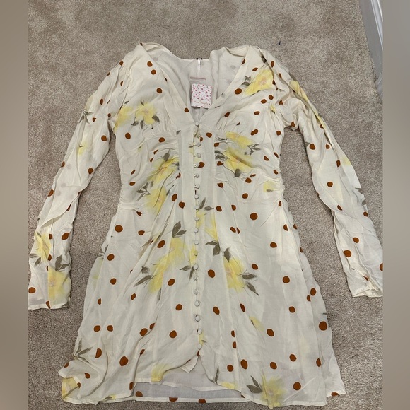 Free People Date Night Mini Dress SUNSHINE COMBO, Women's Size L NWT - Picture 4 of 5